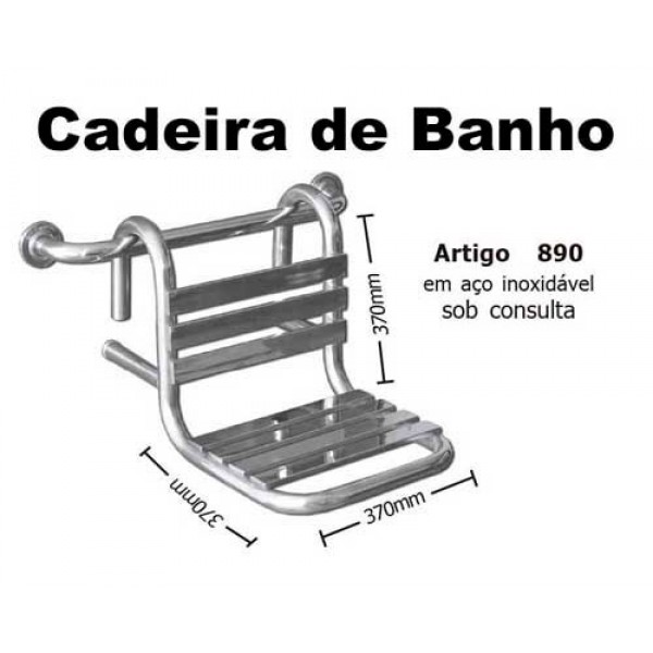 Cadeira de banho removível 37x37 cm em Aço Inox Polido ou Escovado (barra não inclusa)