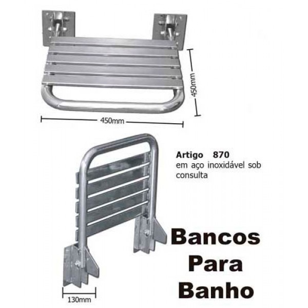 Banco articulado para banho 45x45 cm em Aço Inox Polido ou Escovado