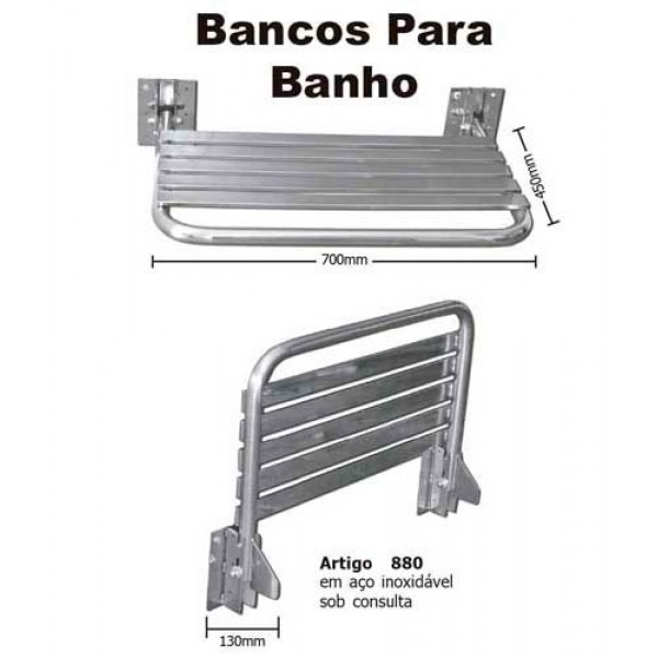 Banco articulado para banho 70x45 cm - Aço Inox