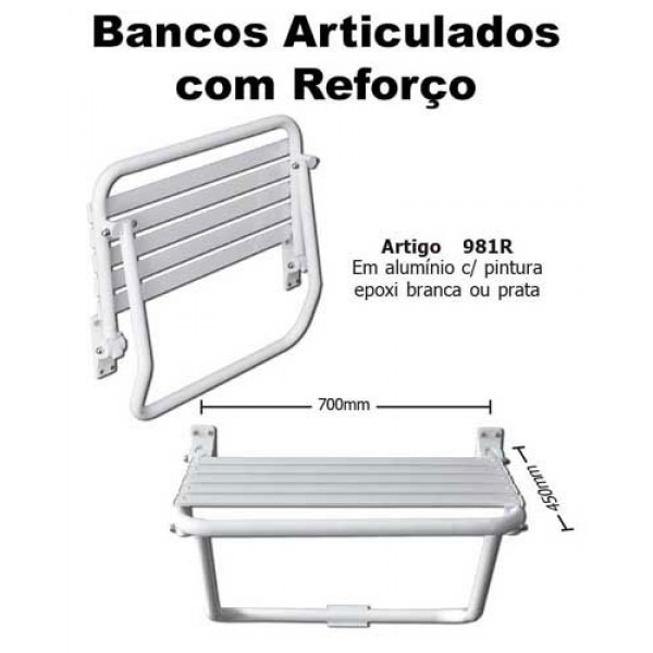 Banco articulado com reforço 70x45 cm com Pintura Epóxi Branca